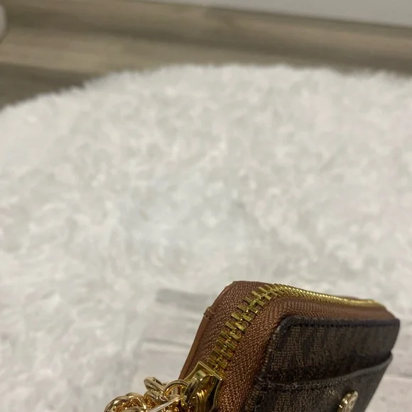 Michael Kors Jet Set Travel Small Logo Leather Brown Acorn Wristlet Wallet NWT - Picture 6 of 8